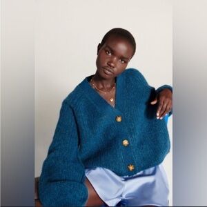 Zara Blue Teal Chunky Cardigan - size S